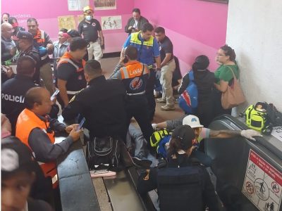 Este martes, se registró un accidente en la estación Polanco de la Línea 7 del Metro en unas de las escaleras eléctricas, lo que ocasionó siete personas lesionadas, que de inmediato fueron atendidas por los servicios de emergencia. FOTO: @MiguelPenaflor