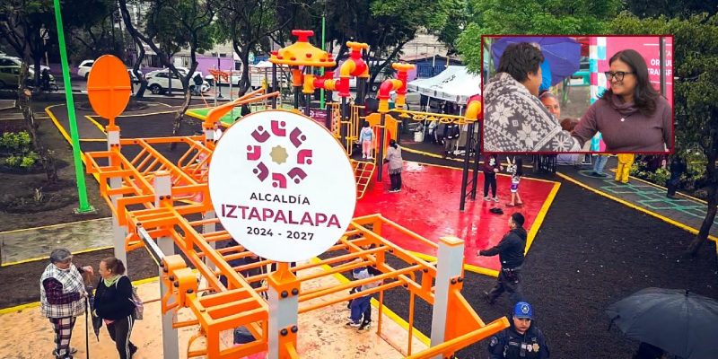 Para beneficio de toda la comunidad, pero en especial de las y los niños, la alcaldesa de Iztapalapa, Aleida Alavez Ruiz, entregó el renovado parque infantil de la colonia Ejército de Agua Prieta, fruto de la colaboración entre diversas áreas del gobierno local. FOTO: Especial