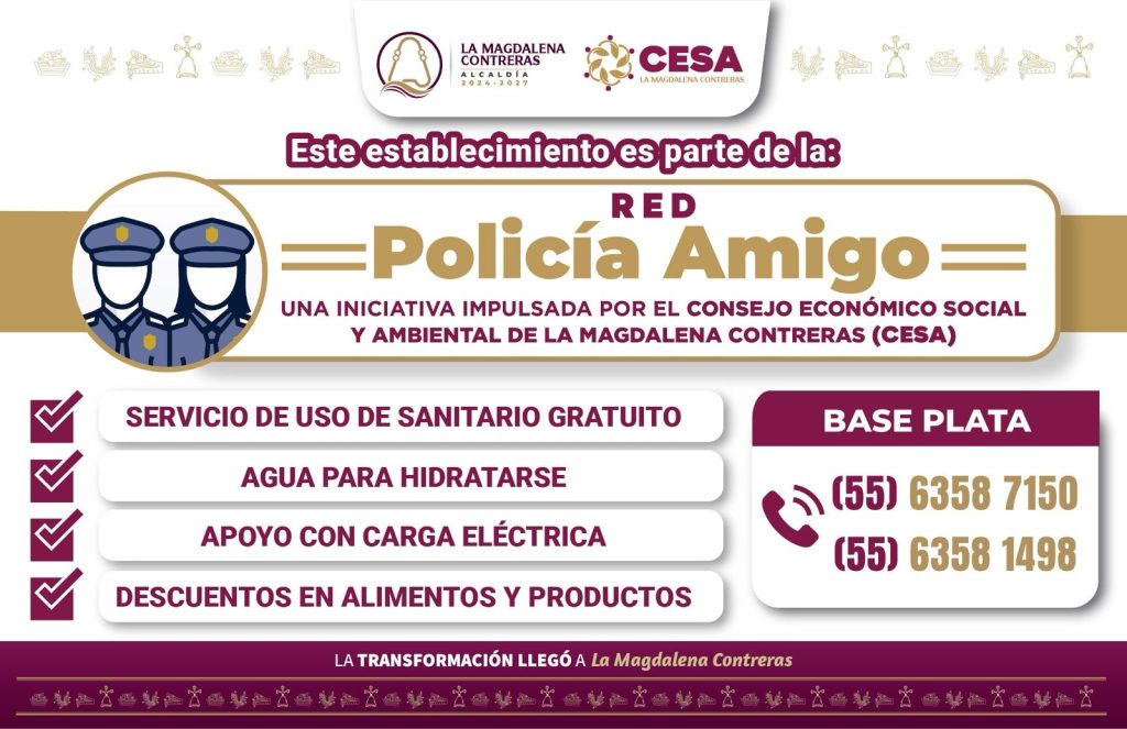 Más de 600 negocios en La Magdalena Contreras se han sumado voluntariamente a la Red “Policía Amigo”, promoviendo un vínculo de confianza entre ciudadanía y cuerpos de seguridad.
