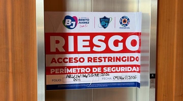 Derivado de los acontecimientos ocurridos el pasado 6 de abril en los elevadores de la Torre Residencial Mítikah, la alcaldía Benito Juárez informa que se procedió a realizar una inspección técnica el martes 7 de abril en la que se determinó restringir la operación de siete elevadores y un montacargas. FOTO: Especial