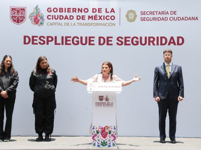 La jefa de Gobierno, Clara Brugada oootra vez salió al rescate de la alcaldesa de Azcapotzalco, Nancy Núñez: encabezó un operativo de seguridad en una de las zonas más críticas de la demarcación territorial: El Rosario. FOTO: Especial