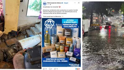 Aunque los diputados del PAN siguen apáticos en apoyar a la gente afectada por las lluvias torrenciales en Cuajimalpa, al menos la dirigencia del PAN ya reaccionó este martes, nueve días después, y se acordó de sus “hermanos” de aquella demarcación (así los llamó). FOTO: Especial